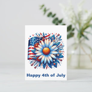 Blommig 4 juli vykort