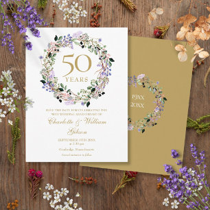 Blommig 50-års bröllopsdag Spara datumet Vykort