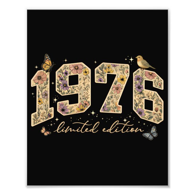 Blommig 50-årsdag Limited Edition 1976 Fototryck (Framsidan)