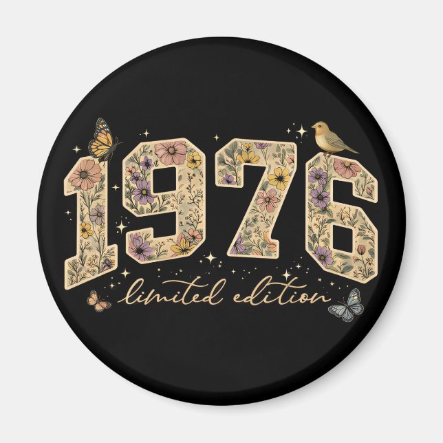 Blommig 50-årsjubileum Begränsad Upplaga 1976 Magnet (Framsidan)