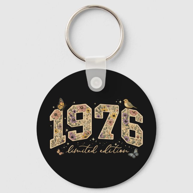 Blommig 50-årsjubileum Begränsad Upplaga 1976 Nyckelring (Framsida)