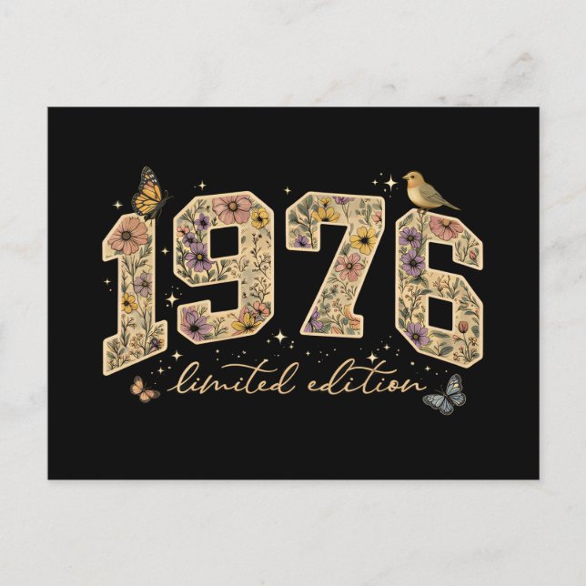 Blommig 50-årsjubileum Begränsad Upplaga 1976 Vykort (Framsida)