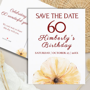 Blommig 60-årsdag – Elegant design med gula blommo Meddelande Vykort
