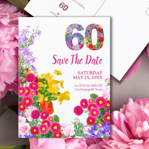 Blommig 60-årsdag – Färgrik Trädgårdsdesign Meddelande Vykort