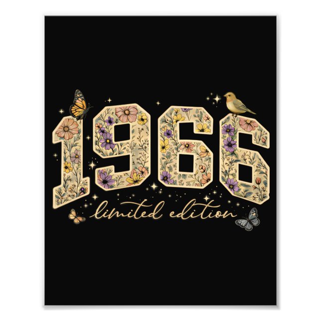 Blommig 60-årsdag Limited Edition 1966 Fototryck (Framsidan)
