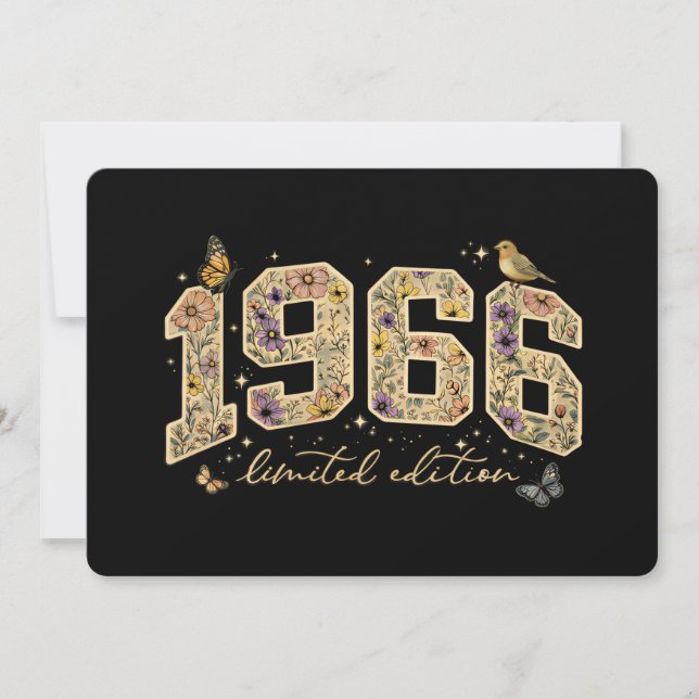 Blommig 60-årsdag Limited Edition 1966 Inbjudningar (Framsida)