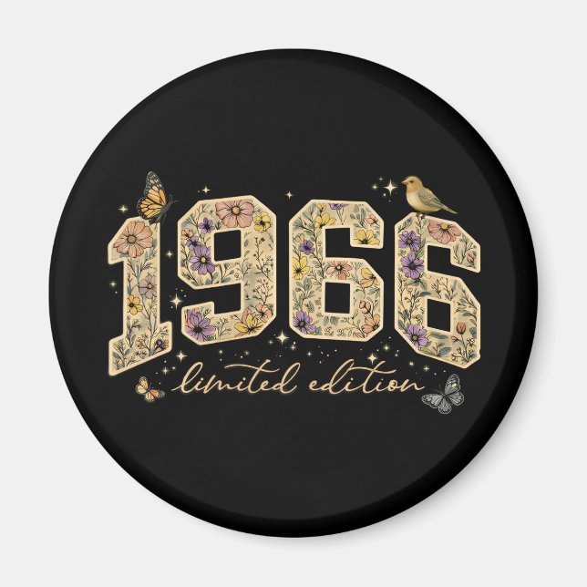 Blommig 60-årsdag Limited Edition 1966 Magnet (Framsidan)