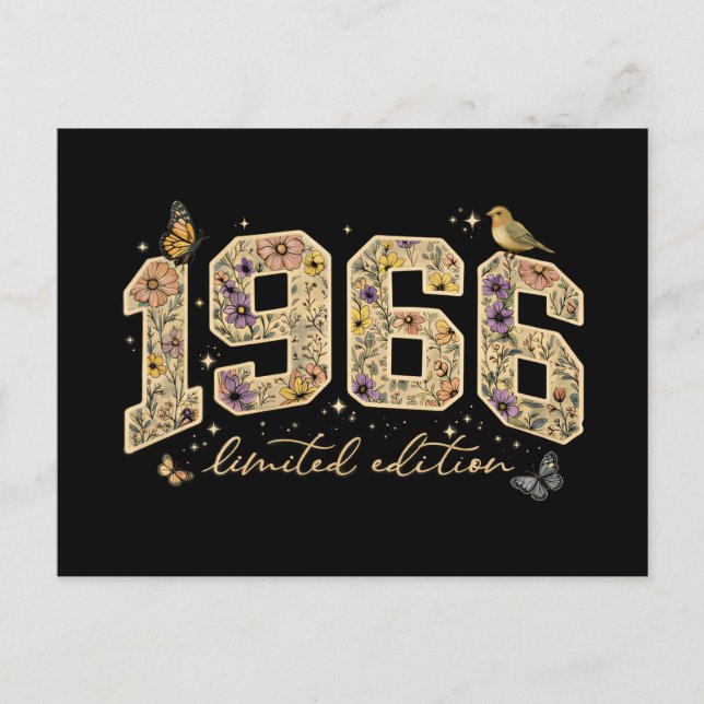 Blommig 60-årsdag Limited Edition 1966 Vykort (Framsida)