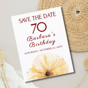 Blommig 70-årsdag – Elegant design med gula blommo Meddelande Vykort