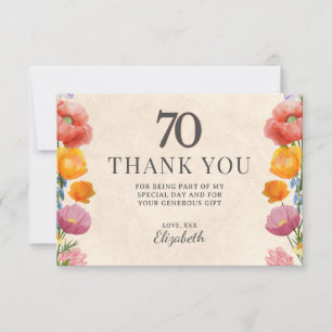 Blommig 70-årsdag – Elegant trädgårdsdesign 70 Tack Kort