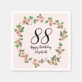 Blommig 88-årsdag Vacker rosafärgad Pappersservett