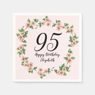 Blommig 95-årsdag Söt rosa nyans Pappersservett