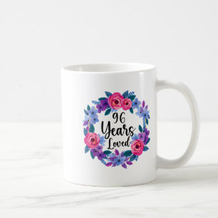 Blommig 96 år gammal 96-årsdag kvinnor rolig 96 kaffemugg