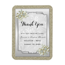 Blommig ädelsten Silverinfattad, guld- och silverb Magnet