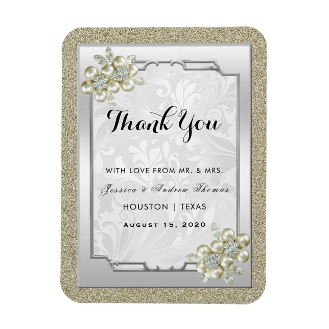 Blommig ädelsten Silverinfattad, Guld & Silver Brö Magnet (Vertikal)