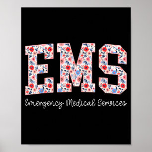 Blommig akutsjukvård Tjänster Emt Wildflow Poster