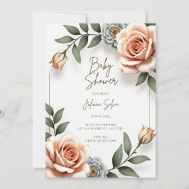 Blommig akvarell Baby Boy Shower-inbjudan Julkort