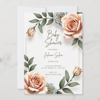 Blommig akvarell Baby Boy Shower-inbjudan Julkort