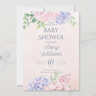 Blommig akvarell Baby Shower-inbjudan Inbjudningar