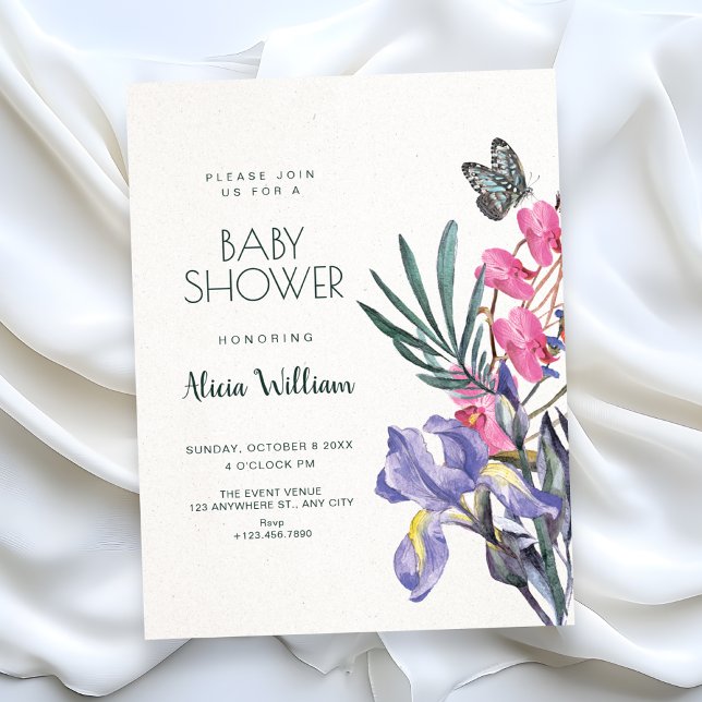 Blommig akvarell baby shower inbjudningar (Skapare uppladdad)