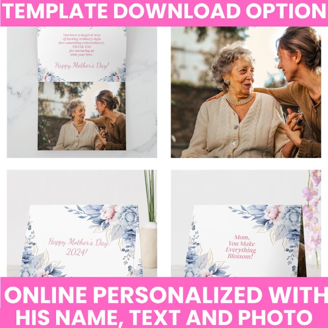 Blommig akvarell Elegant Mors dag Kort (Floral Watercolor Elegant Mother's Day Card
)