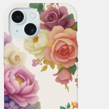 Blommig Akvarell Elfenben iPhone15 Fodral