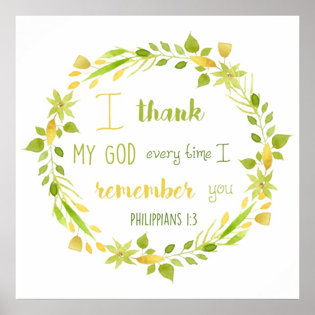 blommig akvarell Filippianska bibelversaffisch Poster (Framsidan)