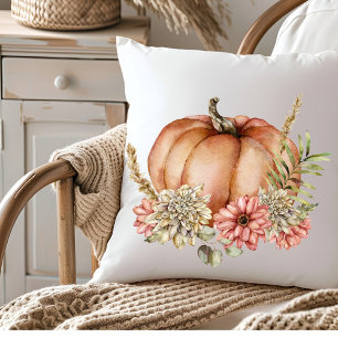 Blommig akvarell Höst Fall Pumpa Kudde