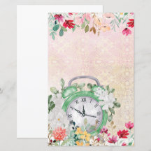 Blommig akvarell klocka decoupage scrapbook papper