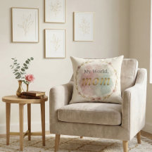 Blommig akvarell Mamma Citat Kudd Design