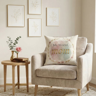 Blommig akvarell Mamma Citat Kudd Design Kudde