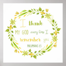 blommig akvarell Philippianska bibelvers posters
