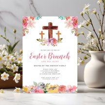 Blommig akvarell religiös påskbrunch äggsökning