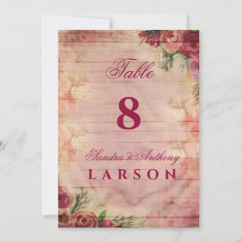 Blommig akvarell Ros Bröllops Bordnummer Inbjudningar