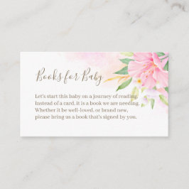 Blommig akvarell Rosa Bebis Shower Bok Begäran Tilläggskort
