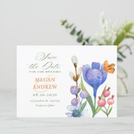 Blommig akvarell spara datumet