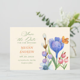 Blommig akvarell spara datumet