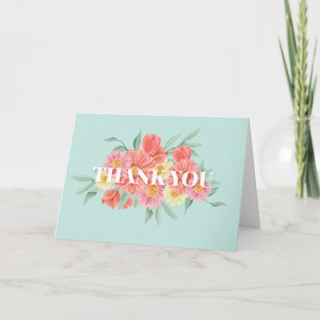 Blommig akvarell Tacksamhetskort Kort (Framsida)