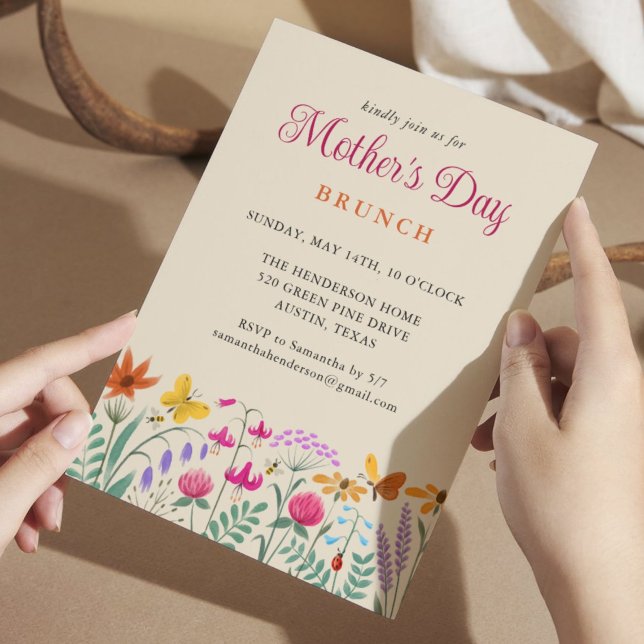 Blommig akvarell vildblommor Mors dag Brunch Inbjudningar (Skapare uppladdad)