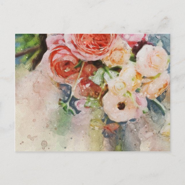 Blommig akvarell vykort 2 (Framsida)