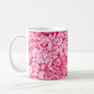 Blommig akvarellbakgrund av syrenblommor i lila kaffemugg