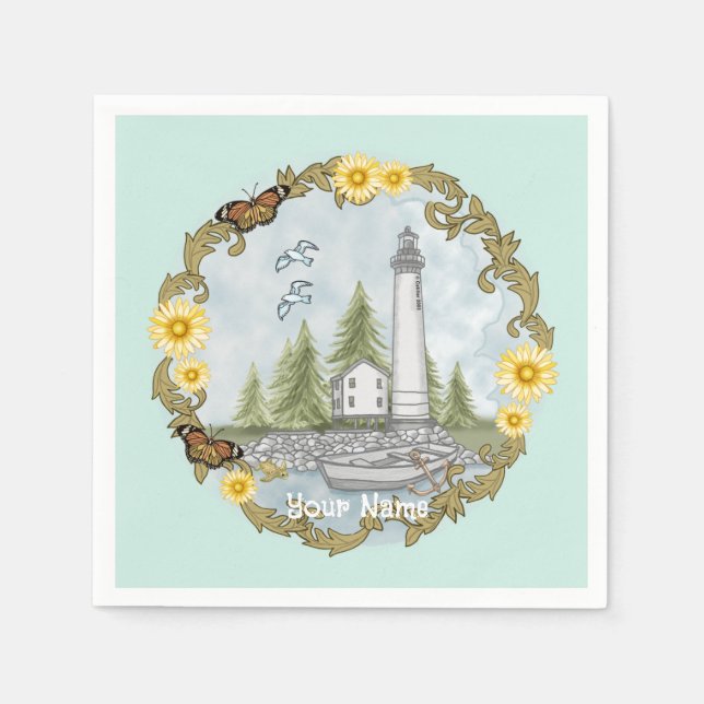 Blommig Alabama fyr    Pappersservett (Framsidan)