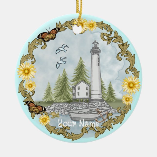 Blommig Alabamas fyrornament Julgransprydnad Keramik (Framsidan)