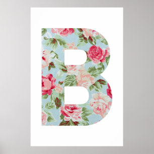 Blommig alfabet ; B Namn Alfabet Grafisk Poster