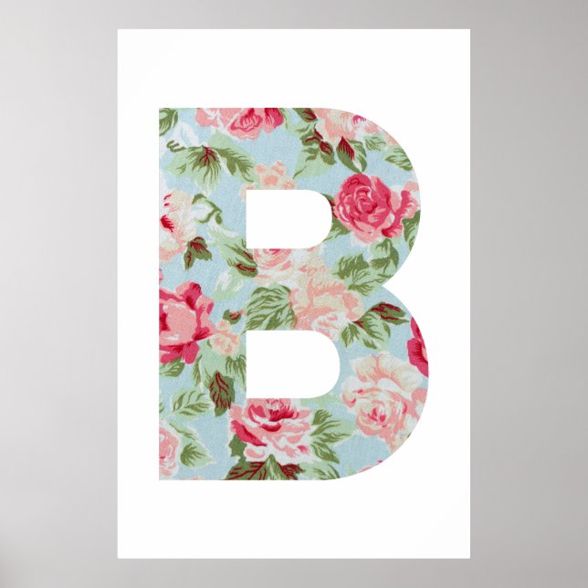 Blommig alfabet ; B Namn Alfabet Grafisk Poster (Framsidan)