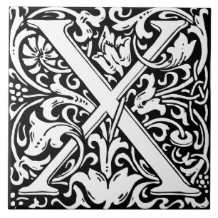Blommig Alfabet Monogram Bokstav X Kakel