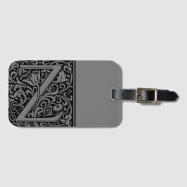 Blommig alfabet monogram bokstav Z bagagetikett Bagagebricka