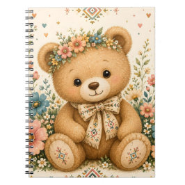 Blommig Amazigh Teddybjörn – Söt Boho Nursery Anteckningsbok