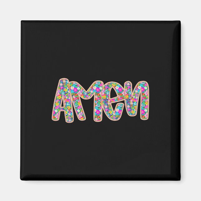 Blommig Amen Påsk Jesus Kristet Bibelvers Ret Magnet (Framsidan)