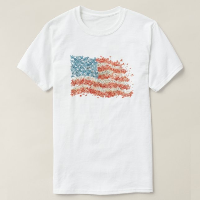 Blommig amerikansk flagga USA T Shirt (Design framsida)